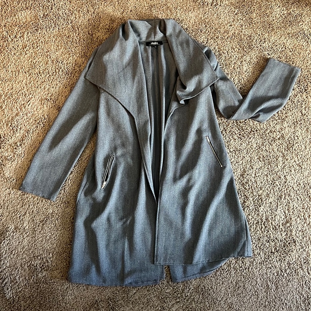 Gray long blazer trench coat